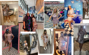 <span class=keywords><strong>ชุด</strong></span>เดรสปักเลื่อมสำหรับผู้หญิง<span class=keywords><strong>ชุด</strong></span>เดรสเสื้อยืดแขนสั้นพร้อมเข็มขัดลายเทศกาลสี<span class=keywords><strong>รุ้ง</strong></span> - Product Image 5