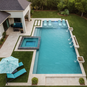 Piscina prefabricada de estilo libre para hoteles familiares grandes, piscina de natación, spa, jacuzzi, piscina modular de fibra de vidrio para adultos, piscina exterior - Product Image 1