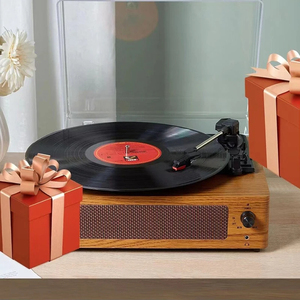 Tourne-disque <span class=keywords><strong>vinyle</strong></span> en bois antique rétro <span class=keywords><strong>vintage</strong></span> USB BT musique stéréo <span class=keywords><strong>platine</strong></span> de bureau - Product Image 3