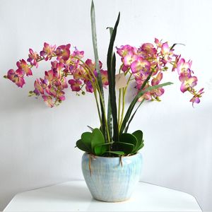 Orchidea Artificiale <span class=keywords><strong>in</strong></span> <span class=keywords><strong>Vaso</strong></span>, Orchidea Bianca <span class=keywords><strong>in</strong></span> Seta, Finta Phalaenopsis <span class=keywords><strong>in</strong></span> <span class=keywords><strong>Vaso</strong></span>, Fiore Finto per Decorazione Casa - Product Image 1
