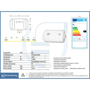 Aton 80lt Horizontal <b>Electric</b> <b>Water</b> <b>Heater</b> Stainless Steel Storage <b>Heater</b> for Household Car RV and Outdoor Use 5 Years Old - Product Image 2