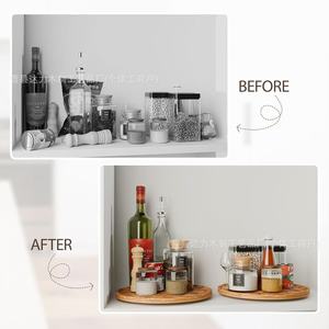 Estante giratorio de madera para cocina, organizador Lazy Susan para botellas de especias, organización de escritorio, 8-11.9 pulgadas de profundidad, multiusos - Product Image 1