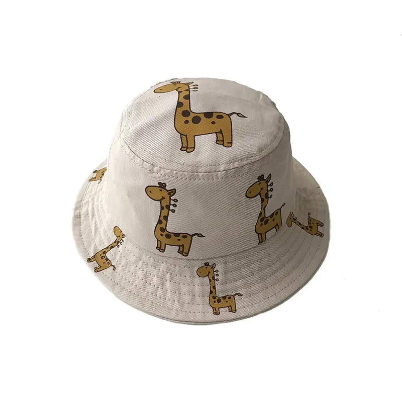Sombrero con patrón de animales para niños de 1 a 3 años, sombrero de cubo con diseño de jirafas para verano