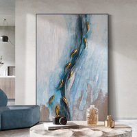 Neuf poissons 100% peint à la main 3D décor minimaliste luxe Texture verticale grande taille peinture à l'huile toile mur Art