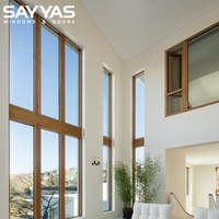 Fenêtres en bois recouvertes d'aluminium SAYYAS à haute efficacité énergétique avec triple vitrage rempli d'argon, joints d'étanchéité et design personnalisé