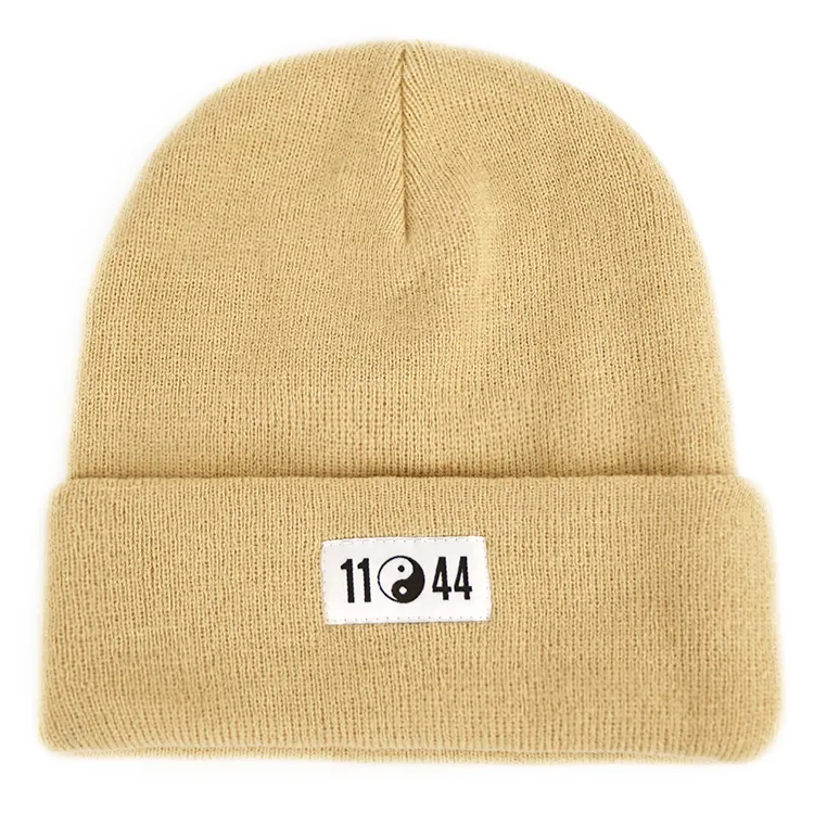 hengxing winter warm men knitted custom woven label logo beanie hats