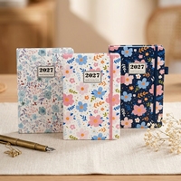 Agenda hebdomadaire et mensuel 2027, carnet élégant en cuir PU à fleurs, couverture rigide A5, 144 pages avec bande élastique, cadeaux d'entreprise, Cuadernos