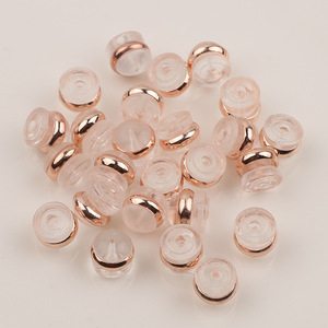 Tapones de Silicona Transparentes para Pendientes con Bordes Dorados, Accesorios de Joyería DIY, Tapones de Oreja Unisex de Moda - Product Image 2