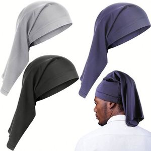 Bonnet de nuit unisexe en polyester extensible, long, style turban, pour sous-hijab, cadeau - Product Image 1