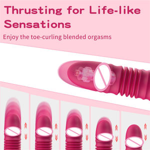 Vibratore Dildo con Spinta e Massaggio a Coniglio, Ricaricabile USB, con Impugnatura Speciale, per Punto G e Vagina, Giocattolo Sessuale Divertente per Donne Adulte - Product Image 2