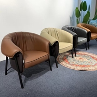 Fauteuil d'appoint de luxe 8202 en cuir PU, dossier incurvé, pour salon et réception