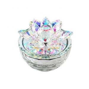 Boîte à bijoux en cristal de couleur AB MH-SH001, boîte à bibelots ronde scintillante en forme de <span class=keywords><strong>fleur</strong></span> de lotus - Product Image 2