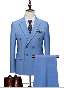 Abito da uomo a doppio petto tinta unita per banchetti casual tendenza italiana formale per banchetti - Product Image 4