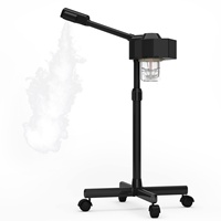 1688 White 2 in 1 Hot Mist Facial Steamer Machine with 5X Magnifying Lamp Ozone Deep Cleansing for Salon Spa Face Care