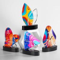 Trophée en cristal personnalisé avec impression UV, gravure laser personnalisée, plaque de récompense en cristal pour la cérémonie annuelle de l'équipe de l'entreprise, souvenir