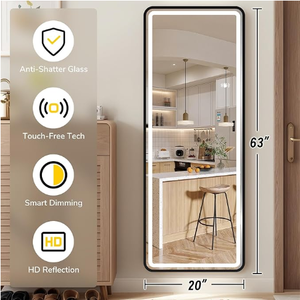 Hot Sale Custom Size <strong>Wall</strong> Mounted LED Salon <strong>Mirror</strong> Light Smart <strong>Rectangle</strong> Dressing <strong>Mirror</strong> with Full Length Lights Wholesale - Product Image 2