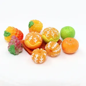 Miniatura 3D frutas resina cabujón Kawaii simulación comida naranja uva fresa fruta artesanía DIY Adorno