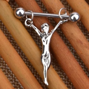 Anillos de Acero Inoxidable para Pezones con Estatua de Jesús, Cadenas para Piercings de Pezones, Joyería Corporal Infantil - Product Image 3