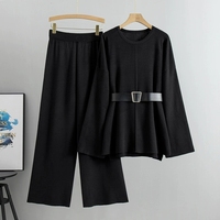 Costumes pour femmes, ensemble de 2 pièces, pull en tricot décontracté pour femmes, pantalon large, ensemble élégant décontracté en deux pièces pour femmes