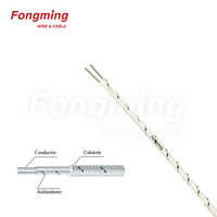 Kabel bungkus serat kaca kabel termokopel tipe J/K/N, kawat sensor suhu tinggi