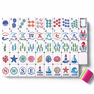 Jeu de Mahjong Américain Côtier, 160 Pièces, Tuiles Acryliques Roses à 4 Couches, Design Peint à la Main Inspiré de l'Océan, Marque Privée OEM - Product Image 2