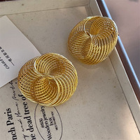 Nouvelles boucles d'oreilles tendance 2026, vente en gros de bijoux, boucles d'oreilles en fil plaqué or et argent, nid d'oiseau, boucles d'oreilles exagérées, grandes boucles d'oreilles cloutées