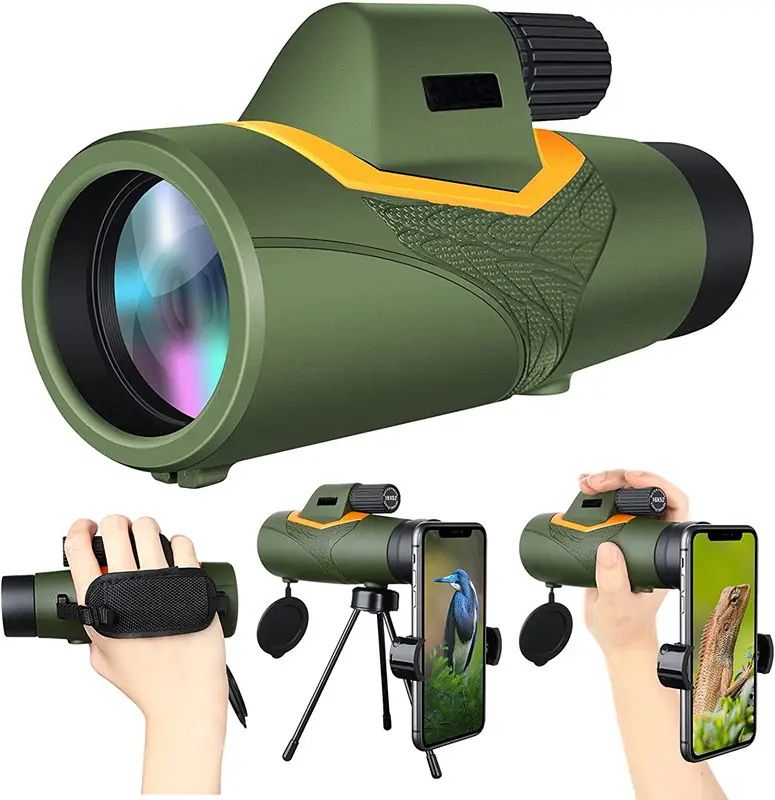 16x52 monocular telescope with fast smartphone support and high-power monocular-bak4 prism for hunting bird watching and camping