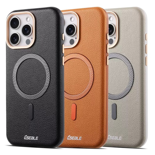 New Arrival Business Strong Magnetic Electroplated PU Leather Phone Case for iPhone 17 16 15 14 13 Pro Max PC Phone Case
