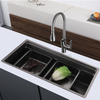 Cuisine intelligente moderne Nano 304 évier installé dans une armoire multifonction à bol unique en acier inoxydable