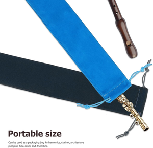 Paquete <span class=keywords><strong>de</strong></span> 10 Bolsas <span class=keywords><strong>de</strong></span> Almacenamiento para Flauta <span class=keywords><strong>de</strong></span> Gamuza, Bolsitas <span class=keywords><strong>de</strong></span> Terciopelo con Cordón (5 Negras + 5 Azules) 14.5 X 2.3 Pulgadas, Estuche Suave para Flauta - Product Image 6