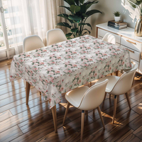 Nappe tissée RNPT à motif floral crème orange bavarois bleu clair, avec support PVC+PU, imperméable, anti-taches, jetable, résistante aux rayures