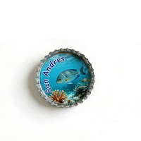 Imán de nevera de hojalata con tapa de botella de metal, recuerdo turístico de varios países: Bután, Colombia, San Andrés, Jacarta, Oregón