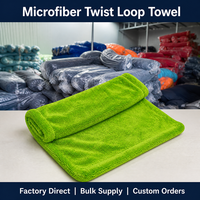 Toalla de microfibra de doble cara con bucles retorcidos de dos colores para lavado de coches, 600gsm 1200gsm, de secado rápido, sin pelusa, paño de detallado, color personalizado
