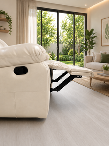 Sillón Reclinable de Cuero Crema, Sofá RC, Sillón Tapizado, Asiento de Respaldo Alto para Sala de Estar, Hotel, Apartamento - Product Image 3