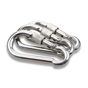 Grade 304 5*50mm Stainless Steel Safety Snap Hook Climbing Carabiner With Screw