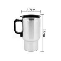 Mug chauffant électrique isolé pour voiture, en acier inoxydable, vintage, pour voyage, 12V