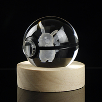 Vente en gros de boules de cristal LED 3D Pokemon de 80 mm et 50 mm, boule de cristal Pokeball Plus, jouet pour enfants, cadeau