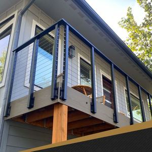 Schwarz 36 Zoll verstellbarer Winkel Modernes Edelstahl-Geländer pfostens ystem mit Kabel end pfosten für Balkon und Treppe - Product Image 4