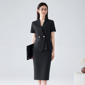 Women's Summer Short Sleeve Professional Suit Set Formal Work Wear For Office Sales Beauty Salon Commuting - Product Image 3