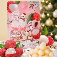 Christmas Candy Big Packaging 280g Bag Sugar Peelable Halal Wholesale Gummy Fruit Fudge Sweet Fruity Flavor