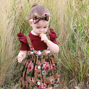 Vêtements tendance pour filles, 3 pièces, salopette et jupe pour bébé, vêtements pour enfants, vente en gros M90311 - Product Image 2