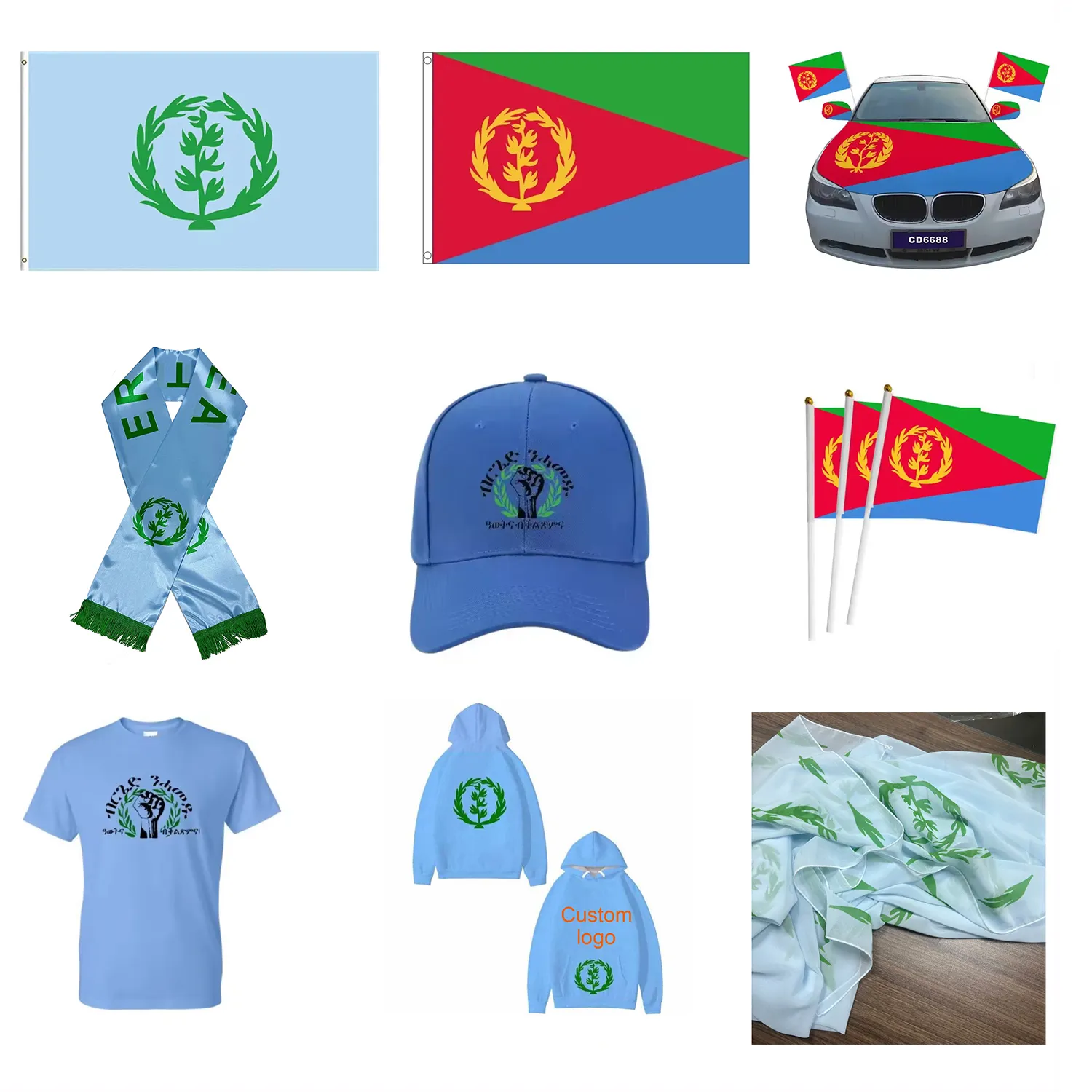 Bufanda Eritrea tradicional promocional Impresión digital con bufandas eritreas bufanda de bandera Eritrea personalizada