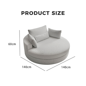 Saien Chaise de Loisirs Chaise d'Appoint, Canapé Comprimé Lounge Club Chaise Ronde pour Salon Hôtel avec 3 Oreillers 7022-Gris Clair - Product Image 6