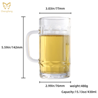 Chopes à bière allemandes à sublimation de 12,8 oz et 14,5 oz, à fond épais, avec poignée, pour savourer vos bières préférées