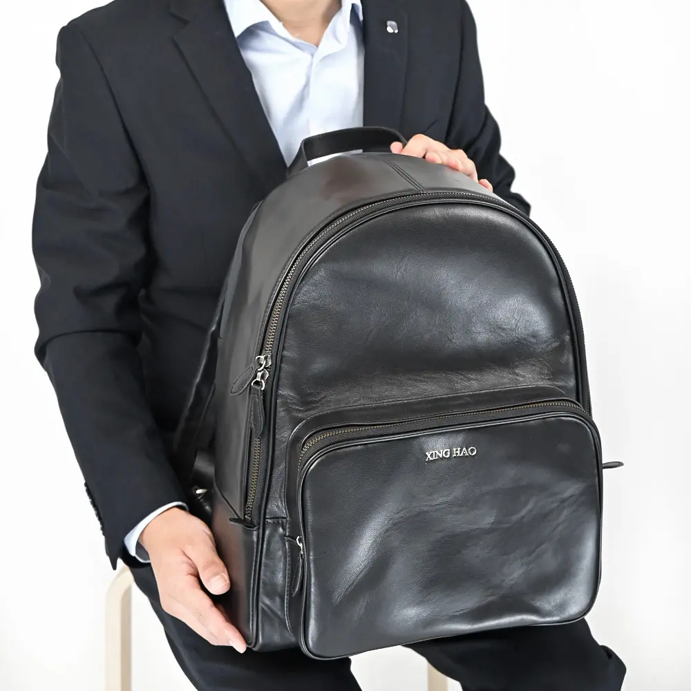 Customize calf leather high quality backpack fashion men's business backpack