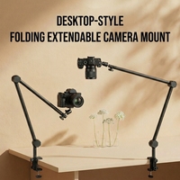 Bras de caméra pliable en alliage d'aluminium réglable à 3 sections, montage à vis 1/4 "-20, hauteur maximale de 42 cm, rotation à 360° pour studio