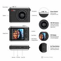 Mini Cámara Ultra Portátil de 31g, 2.5K, 64MP, Pantalla Cuadrada IPS de 1.4 Pulgadas, Zoom 16X, Carga Tipo C, Grabadora de Video para Campamentos Juveniles de Verano