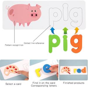 Oferta especial de madera de colores <span class=keywords><strong>ortografía</strong></span> Montessori juguetes educativos cartas desarrolla vocabulario tarjetas de alfabet - Product Image 3