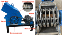 Concasseur à marteaux mobile portable le plus vendu et le plus populaire avec moteur à courant alternatif et roulement, capacité max. 50 t/h pour l'extraction de granit