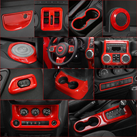 Pour Wrangler JK 2007-2017, kit de décoration intérieure rouge en ABS, ensemble complet de garnitures pour console centrale, tableau de bord, poignées de porte et levier de vitesses